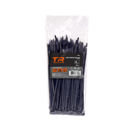 TR INDUSTRIAL 8 in Multi-Purpose UV Cable Ties in Black, 100-pk TR88302